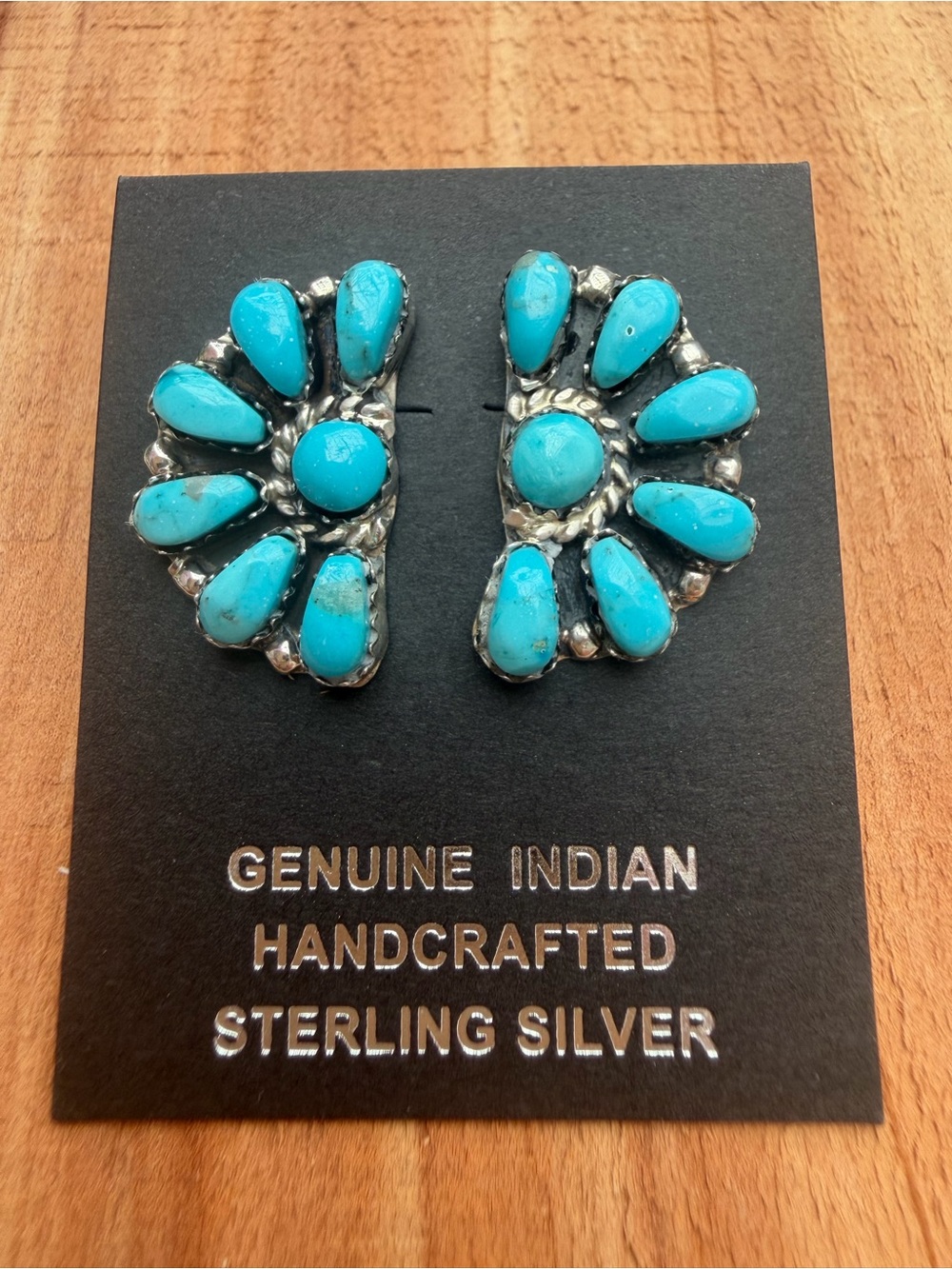 Navajo Handcrafted by Julianna Williams 925 Silver Turquoise Cluster Earrings